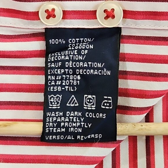 Tommy Hilfiger Shirt Men's XXL Red White Stripe LS Button-Down Vintage EUC LN - Picture 8 of 16